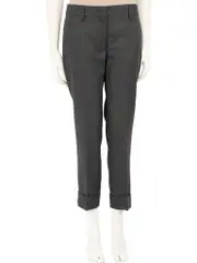 Grey Wool Straight Fit Suit Trousers