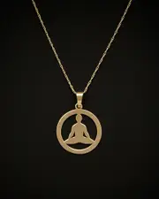 14K Italian Gold Round Lotus Pose Necklace
