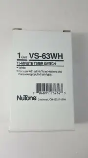 NOS Nutone VS-63WH 15 Minute Timer Switch Brand New White FREE SHIPPING