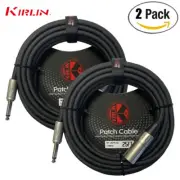 2-PACK Kirlin 25FT Kirlin XLR 3-Pin Male / 1/4" Mono Male Shielded OFC Mic Cable