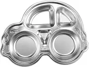 Amosfun Cartoon Food Plate 1pc Stainless Steel Tray Lunch Compartment Tray for Camping Trips
