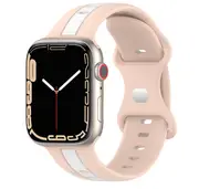 For Apple Watch Series 8 /7 /SE /6 /5 /4 /3 /2 /1 Ultra Duel Colour Silicon Wrist Band Wristband Loop Strap 38mm 40mm 41mm - Pink+White