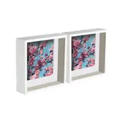 Nicola Spring 2 Piece 8 x 8 3D Shadow Deep Box Photo Frame Set - Craft Display Picture Frame with 6 x 6 Mount