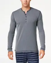 $70 Kenneth Cole Reaction Men Pajamas Long-Sleeve Shirt Blue Lounge Sleepwear L