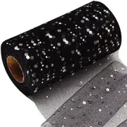 Glitter Tulle Fabric Rolls 6 Inch 50 Yards 150ft Sparkling Ribbon Sequin Polk...