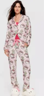 BNWT Peter Alexander Howdy Hello Kitty Plush PJ Set Size M Ladies