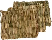 BUGUUYO 3Pcs Small Pet Grass Mat Woven Cushion for Rabbits Guinea Pigs and Hamsters Natural Chew Comfy Bedding Easy Indoor Cages