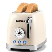 CUSIMAX Toaster 2 Slice with Extra Wide Slots for Bagels, Stainless Steel Ret...
