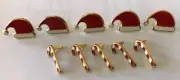 Scrapbooking Cardmaking Christmas Brads - Santa Brads(5x) - Candy Cane Brads(5x)