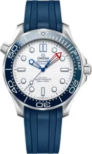 Omega Seamaster White Dial Blue Bezel & Strap Self-Winding Automatic Mens Watch