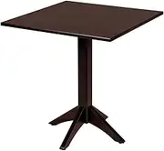 Tramontina London Bistro Black Aluminium Base with Tauari Wood Top Square Table, 70 cm Base, Dark Brown