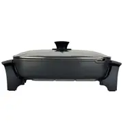 Westinghouse 2400W Non-Stick Electric Skillet Fry Pan w/ Glass Lid Cookware Grey