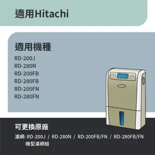 適用Hitachi日立 RD-200J RD-280N/FB/FN RD-200FB 除濕機 HEPA 集塵 濾網 濾芯