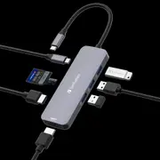 Verbatim USB-C Pro Multiport Hub 8 Ports,2 x HDMI, 3 x USB-A 3.2 Gen1, 1 x SD card slot, 1 x microSD card slot, 1 x USB-C PD 32151