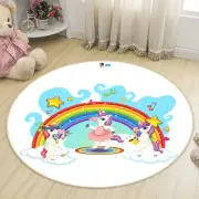 3D Rainbow Unicorn NAO4430 Game Rug Mat Elegant Photo Carpet Mat Fay