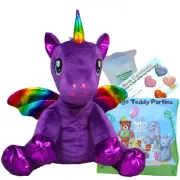 build MAKE a TEDDY BEAR KIT - Purple Unicorn with wings - 16"/40cm - no sew