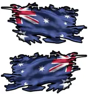 AUSSIE RIPPED FLAG LEFT AND RIGHT FACING 200MM BY 100MM