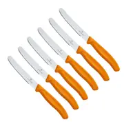 6x Victorinox 11cm Tomato/Sausage Serrated Knife Kitchen Cutlery Utensil Orange