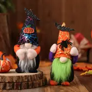 2 Pack Handmade Halloween Gnomes Stuffed Rudolph Doll Plush Faceless Witch Decor