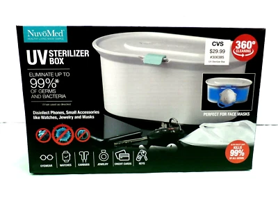 NuvoMed UV Sterilizer Box, Kills Up To 99% Of Germs And Bacteria 360 Clean NEW