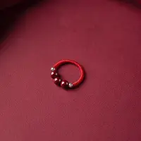 在飛比找Yahoo!奇摩拍賣優惠-s925銀朱砂紅繩戒指女小眾設計本命年紅繩編織指環閨蜜禮物