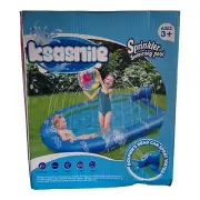 Inflatable Kiddie Swimming Pool Blue Dolphin Sprinkler Spray Outdoor Water 3+