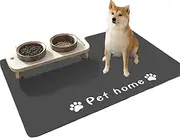 Pet Feeding Mat 60 * 40 cm, Absorbent Dog Cat Mat for Food Water, Dirty-Resistant and Easy to Clean (Dark Grey)