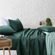 Cotton Rich Flat & Fitted Sheet Set – Light, Durable with a Crisp Finish - Sage Green