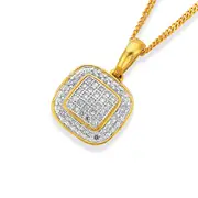 9ct Gold Diamond Cushion Pendant