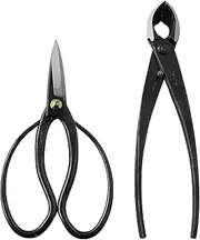 Wazakura Japanese Bonsai Essential Tool Set MADE IN JAPAN - Bonsai Scissors 180mm(7") + Concave Branch Cutter 200mm(8") Starter Kit