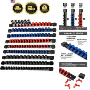 Socket Organizer Tool Tray 9 Pieces Heavy Duty Socket Holder with Clips for G...