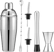 Cocktail Shaker Set 6Pcs Stainless Steel Bar Rustproof Cocktail Shaker Kit Professional Bartender Kit for Cocktails(6Pcs)