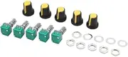 XYWHPGV 5 Set 100K Ohm 6 Terminal Car Audio Rotary Linear Potentiometer Yellow Knob(be4ce e140d 2b67d 03641 b8b39 8eda3
