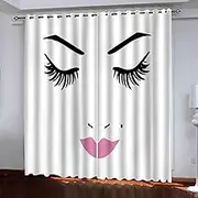 Exquisite Curtains for Kids Bedroom Cartoon & Girl W168cm (66") x D229cm (90") x 2 3D Pattern Microfiber Blackout Fabric Eyelet Window Drapes for Kids Nursery Playroom 2 Panels