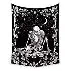 Skull Kiss Lover Tapestry Wall Hanging,Black and White Tapestry for Living8387