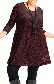 TS TAKING SHAPE plus size S - M / 18 Velour Burnout Animal Tunic sheer top NWT!