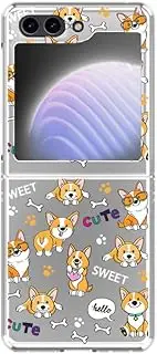 Peachy Life Samsung Galaxy Z Flip 5 Case, Cute Corgi Dog Design Fun Pug Pattern Funny Cartoon Animal Style PC Protective Clear Case Compatible with Samsung Galaxy Z Flip 5 (Cute Dogs), PL-2874