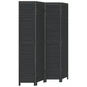 vidaXL Room Divider Privacy Screen Partition 4 Panels Black Paulownia