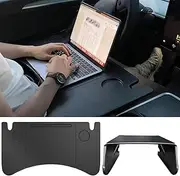 FANXIN Car Laptop Desk for Tesla Model Y/3, Carbon Fiber Tray, Steering Wheel Table for Eating and Working, Car Tray Table for Driver&Passenger with Dual Folding Strong Hinge