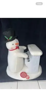 Christmas Animated Piano Playing Snowman Plush Sound & Lights Hallmark