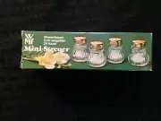 Vintage Set of Four WMF Mini Streuer Salt & Pepper Shakers 24 Karat NIB