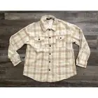 Automet Womens Medium Beige Plaid Button Shirt Shacket New with Tags