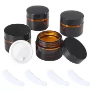 Overnews 2Oz Amber Glass Jar Travel Size, 4PCS Empty Cosmetic Lotion Container
