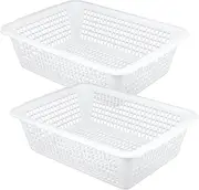 Tofficu 2pcs Storage Basket Wicker Wire Basket Storage Office Organizers Folder Organizer Organization Desktop Transparent Organizing Storage Bins Etc Decorative File Basket Abs White