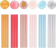 CRASPIRE 30PCS Glue Gun Wax Seal Sticks 6 Colours 7mm in Diameter Sealing Wax for Wax Seal Stamp Sealing Invitations Cards Envelopes Gift Wrapping