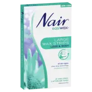 Nair Easiwax Large Wax Strips 20 Pack Legs & Body All Skin Types 20pk