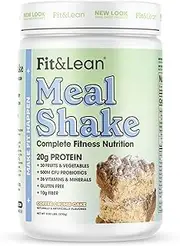 Fit & Lean Meal Shake Fat Burning Meal Replacement with Protein, Fiber, Probiotics and Organic Fruits & Vegetables and Green Tea for Weight Loss, Coffee Crumb Cake, 1lb, 10 Servings