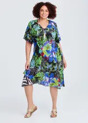 [TS] Taking Shape Reversible Dress Size 20 in Green / Purple Print - Plus Size Women's Clothing Green / Purple Print