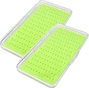 2 Pcs Fly Fishing Tackle Boxes, 143 Slots Waterproof Fly Boxes, Transparent Cases for Efficient Storage, 7.5×4.3×0.6"