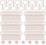 Hotop 360 Pcs Key Rings for Crafts Keychain Making Kit Including 90 Open Jump Rings Connectors,180 Small Screw Eye Pins Hooks for DIY Keychain Supplies(25 mm,Rose Gold)